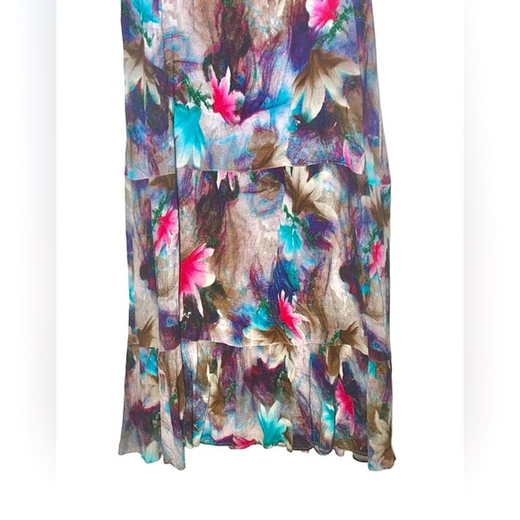 Soft Surroundings Italian Dreams Floral Tiered Maxi Dress w/ Flutter Sleeves, L - Picture 7 of 11